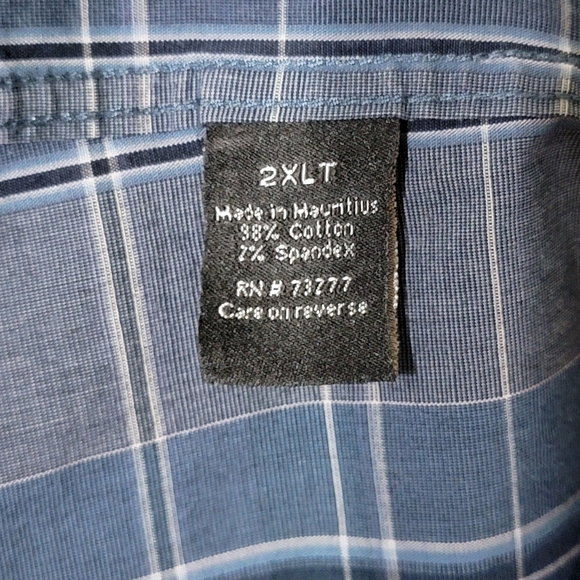 Apt. 9 Blue/White Plaid Button Up Shirt Long Sleeve Men's Size 2 XLT - Picture 4 of 8